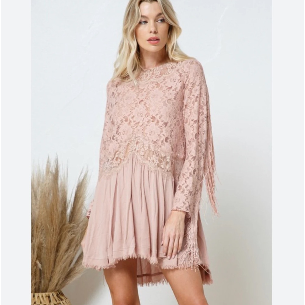 Blush Pink Lace Babydoll Dress